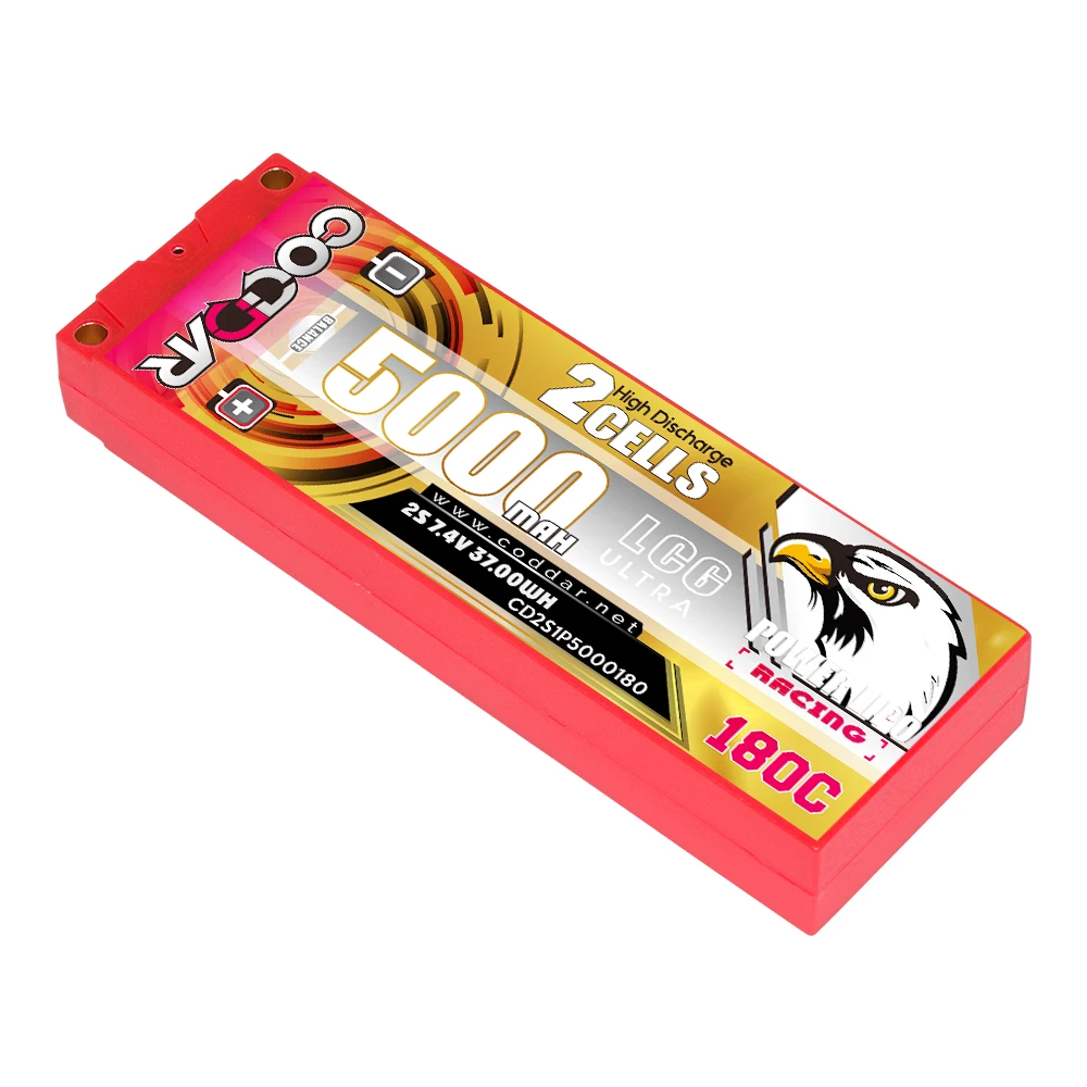 Coddar RC LiPo батарея 2S 5000 мАч 7 4 V 180C Футляр 5 мм пуля LCG пакет ручки 1/10 масштаба Р/У Машинки