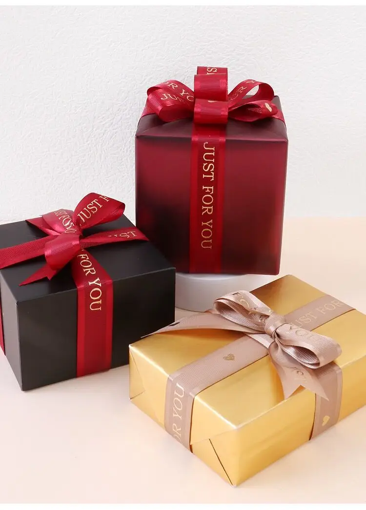 Stock 25 mm 50 yards a roll of high end thick thread bronzing gold love Christmas gifts flowers decorative packaging ribbon