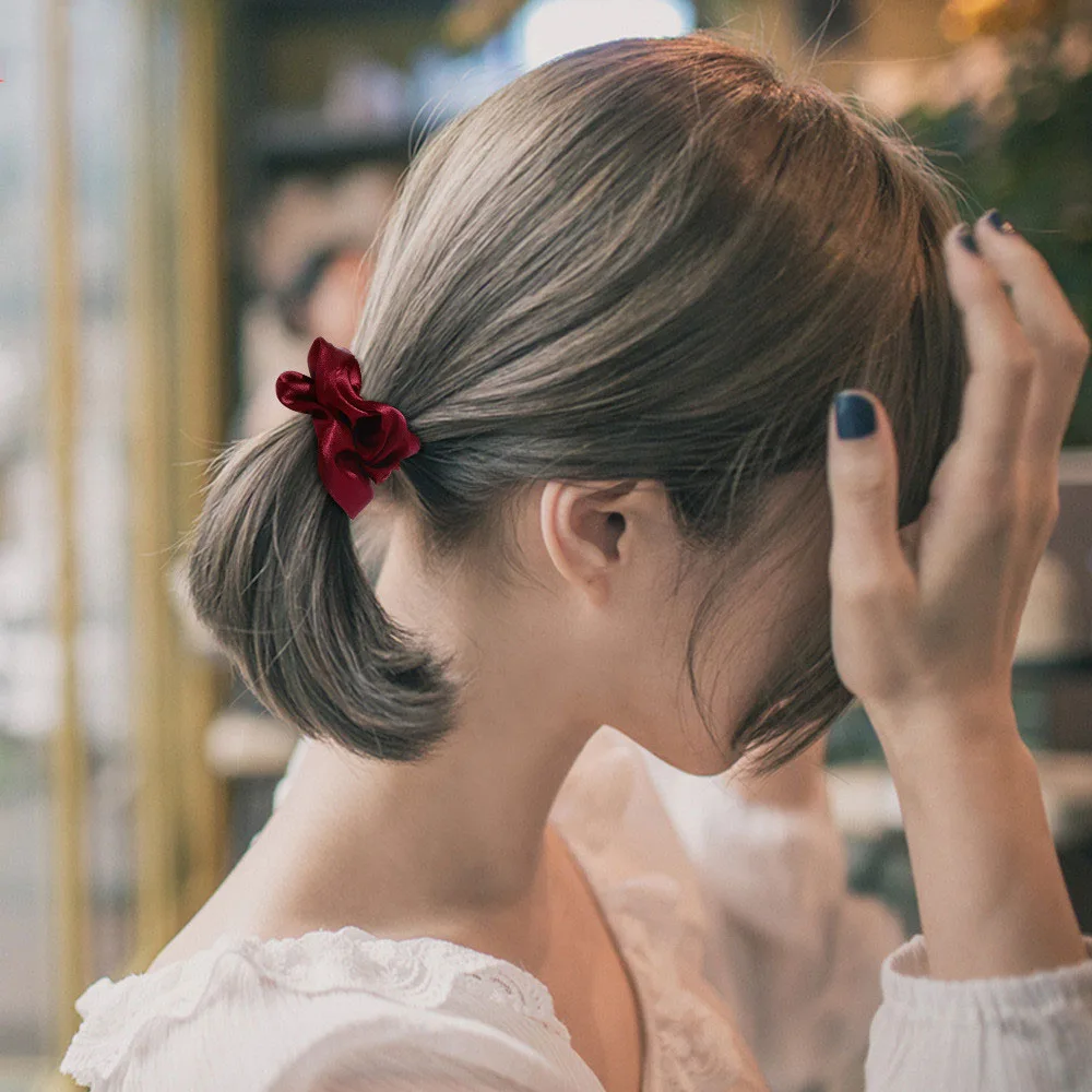 
Mgirlshe Ins Popular Satin Hair Scrunchies Satin Hairband Wholesale Pure Colors Elastic Fashion Ponytail Holder Scrunchy Girls 