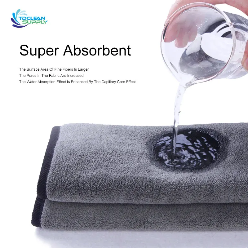 double side car wash microfiber fast drying coral towel large micro fiber luxury dry towel for car  care detailing quick-dry