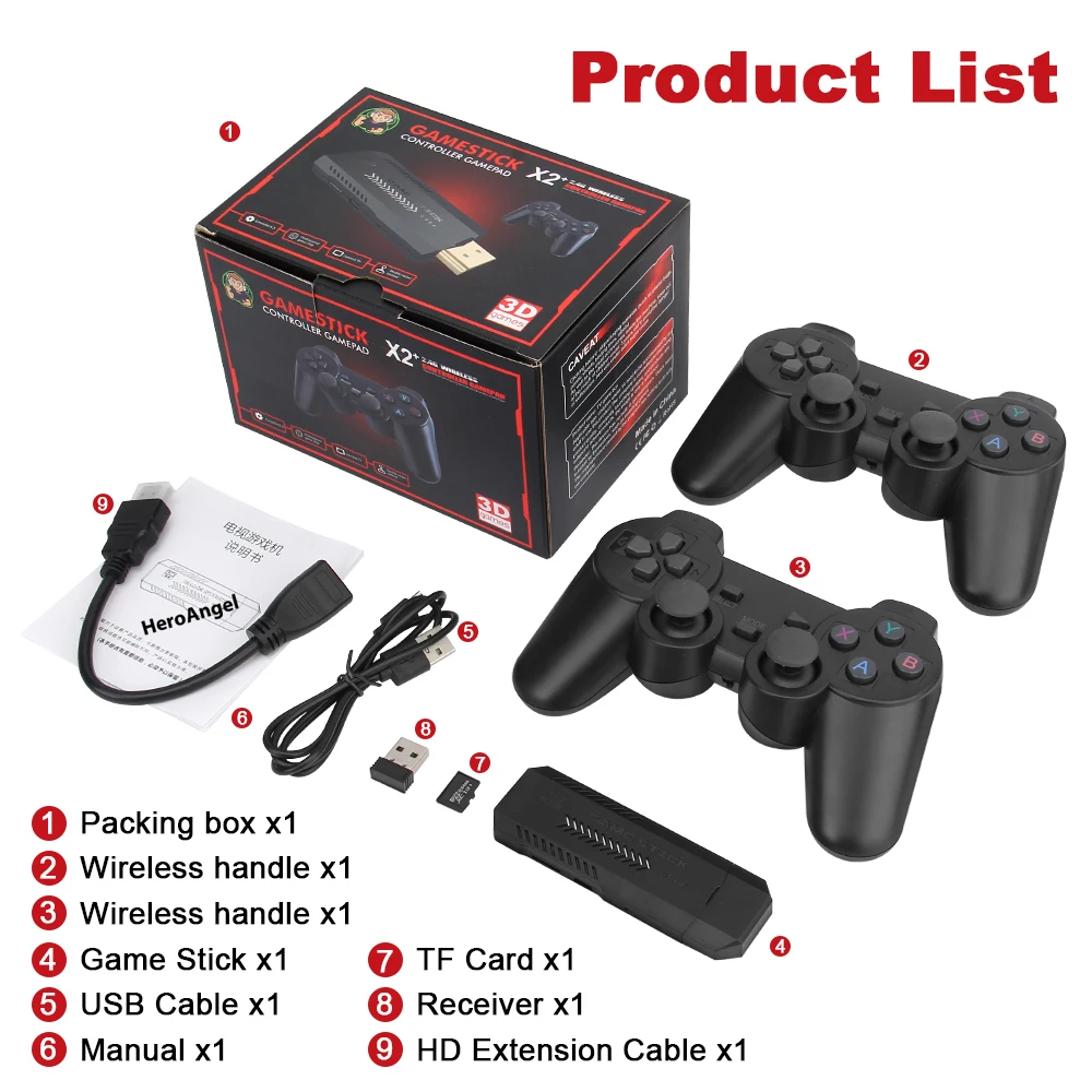 Оптовая продажа X2 GD10 Plus 4K 30000 игры HD выход Игровая приставка gamestick TV игровая консоль для