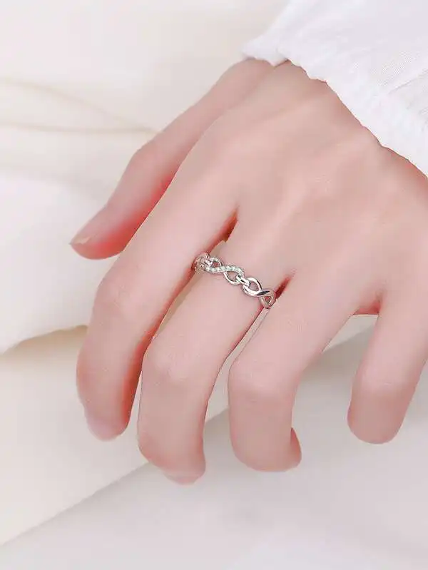 Cheap Minimalist Cute S925 Sterling Silver Ring, Unusual Geometric Design Finger & Pinky Ring For Women