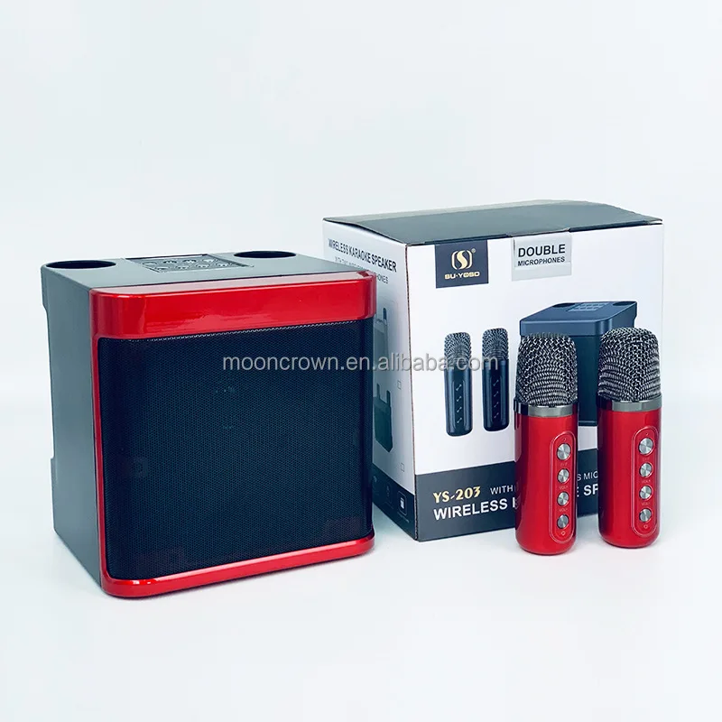 Wholesale Subwoofer speaker With dual wireless Microphones Home Party KTV YS203 portable outdoor Party wireless Karaoke speaker