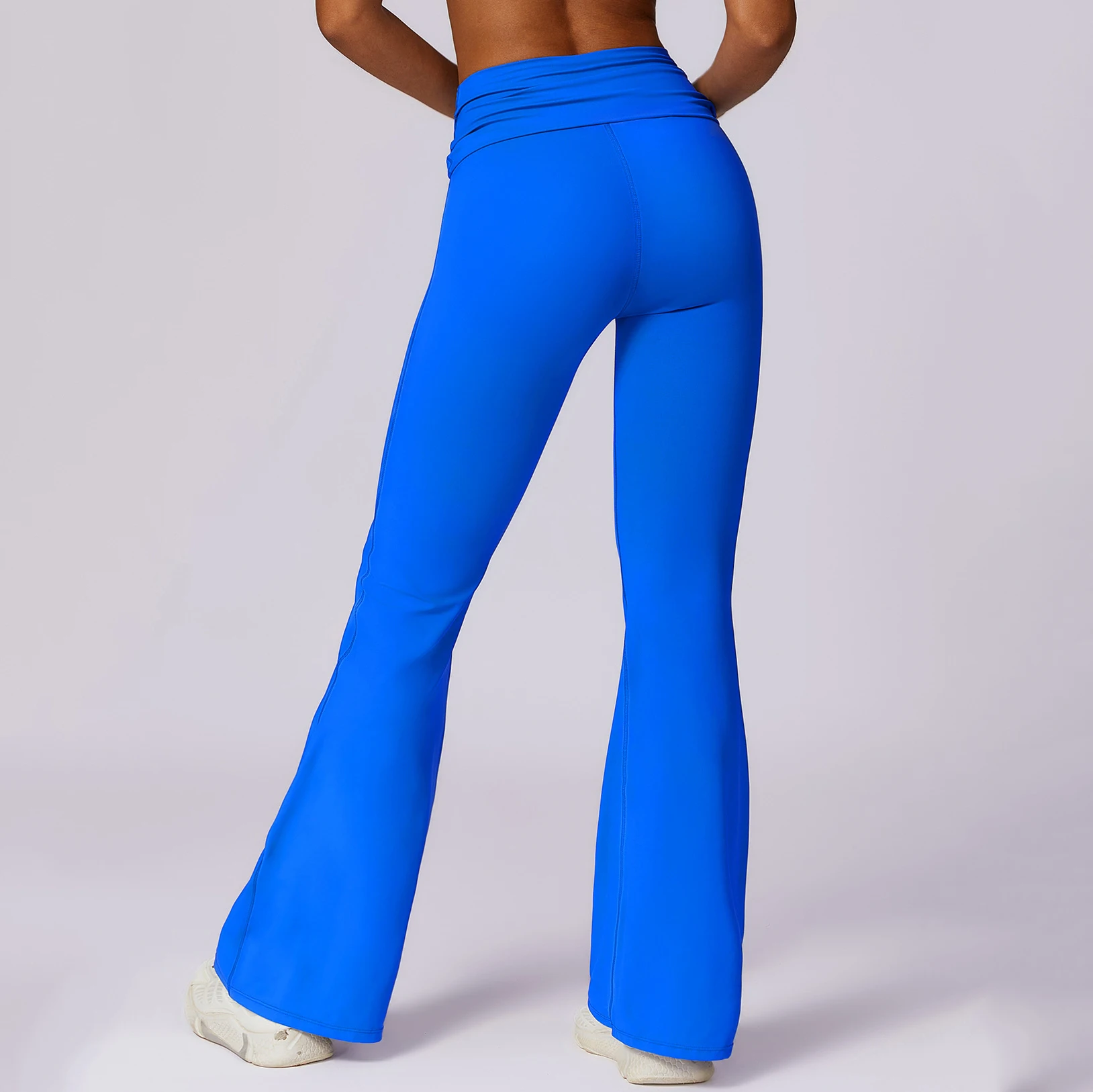 Women Stretch Flap Waist Tummy Control Soft Lightweight Flare Pants