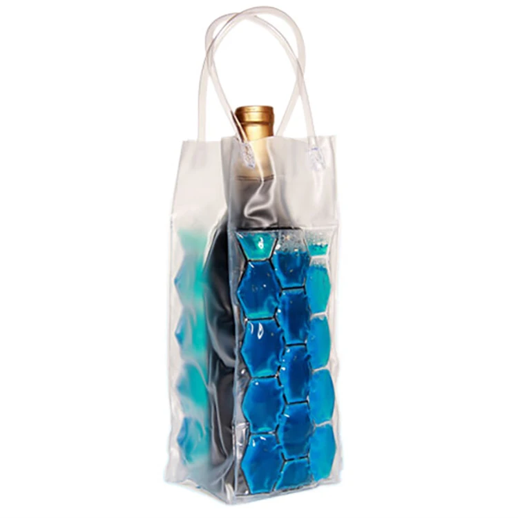 Custom Design Gel Ice Champagne Cooling Bag Pack with Handle PVC Wine Cooler Bags
