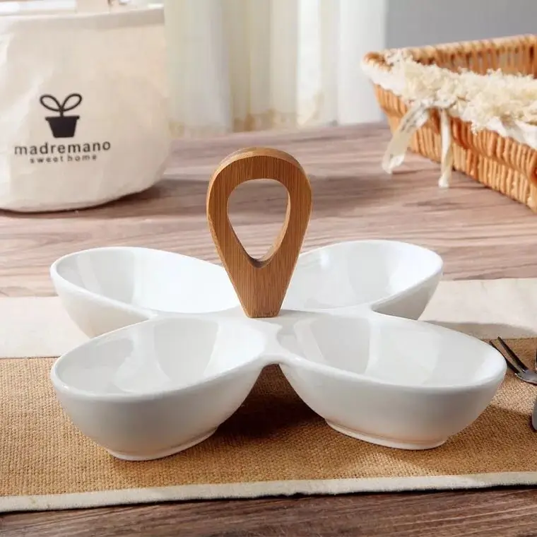 Керамическая сервировочная тарелка в форме цветка, керамическая тарелка для десерта