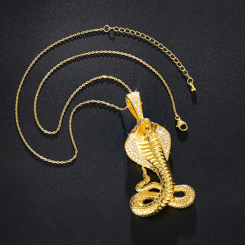 Hot sale Cobra Pendant Hip Hop Jewelry Gold Plated 925 Sterling Silver VVS Moissanite Iced Out Pendant necklace