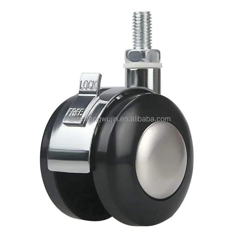 Zinc Alloy Furniture 2 Inch Casters Plastic Twin Wheel M8 M10 Threaded 15mm Stem Swivel Caster
