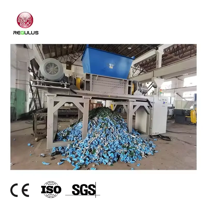 Automatic Shredding Crates Boxes Buckets Pipes Plastic ABS PS PMMA Double Shaft Shredder