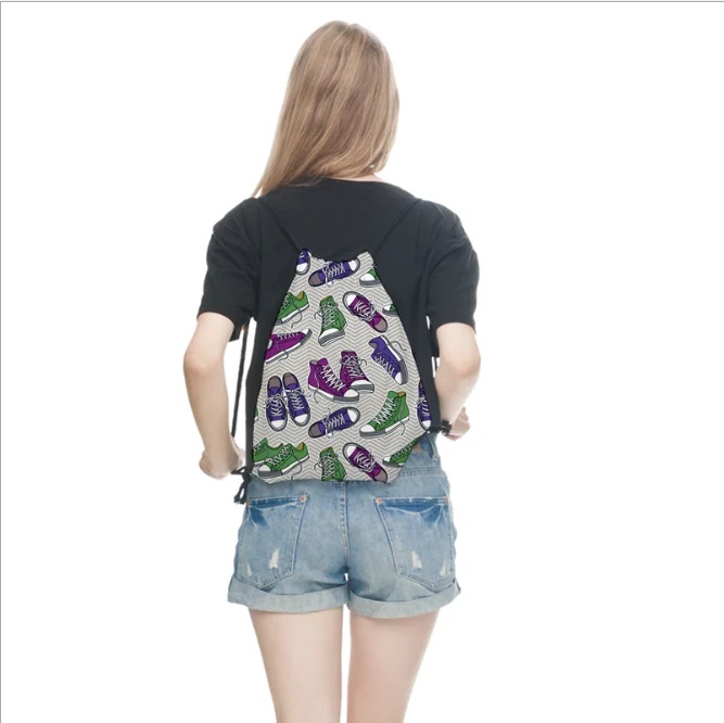 Custom Shoes Printing Drawstring Backpack Bag  Polyester Sports Pack Bag for Traveling Sport