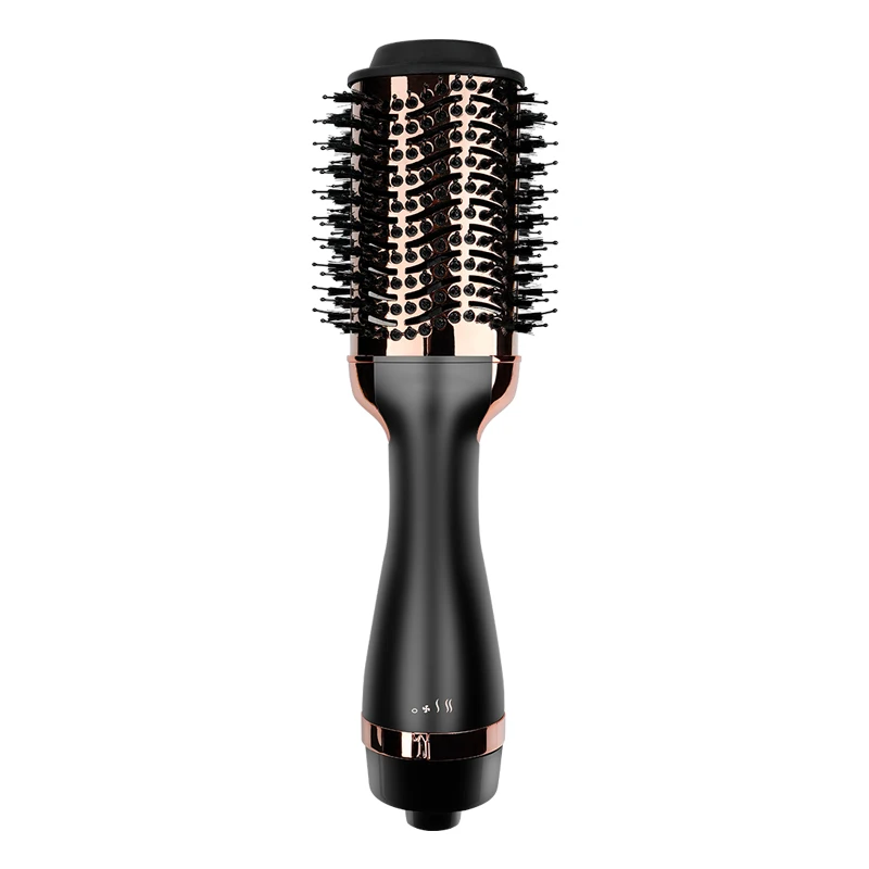 Private label flat Iron hot air hair brush styler professional rotating hair brush hair dryer comb