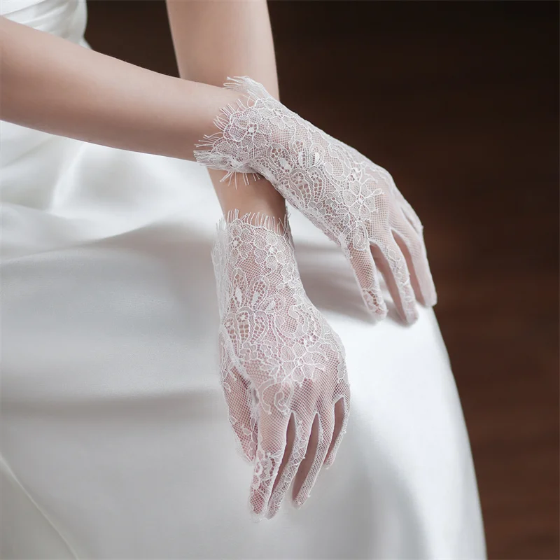 Simple Wedding Gloves White High Quality Lace Bridal Wedding Dress Photography Dress Accessories