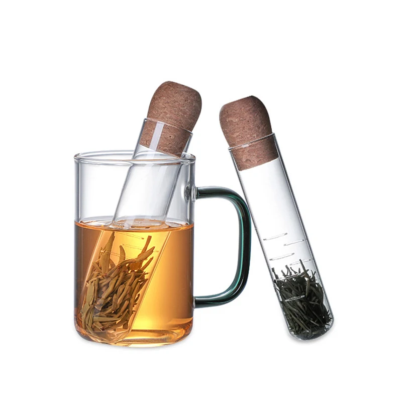 Hot Selling Borosilicate Glass Tea Strainer Tube Tea Infuser with Cork Stoppers for Loose Tea Leaves Brewing