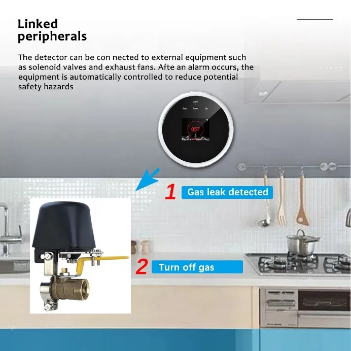 High Stability Tuya WiFi Gas Alarm Detector Household Smart Gas Leak Detector For Home