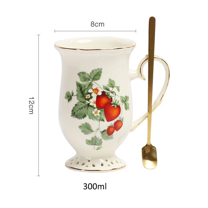 Best Selling Ceramic Natural Style Insect Pattern Pastoral Style Coffee Tea Cup and Saucer Set