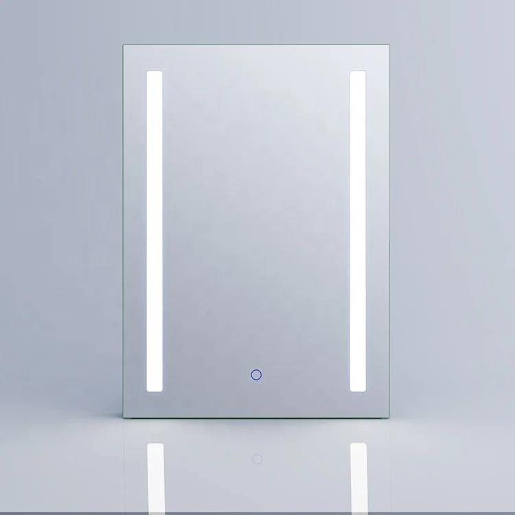 Frameless LED backlit Light Bathroom Mirror with Vertical Fronsted Line on both sides