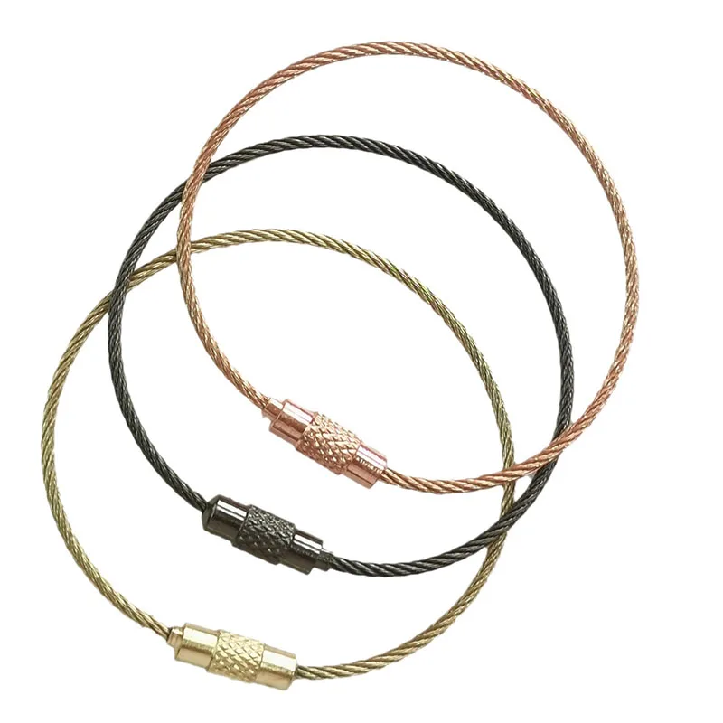 6 Inch Stainless Steel Wire Ring Key Chains Colorful Coated Aircraft Cable Keyring For Hanging Luggage Tags Twist Lock Loops