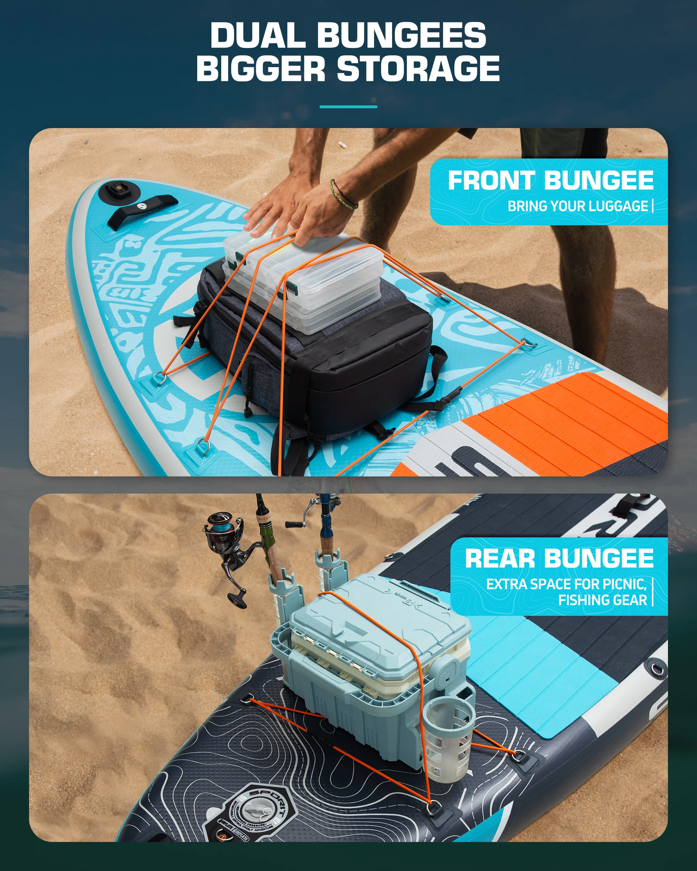 PF Wholesale fishing table Inflatable Sup Paddle Board Surf Board For Water Sports  With seat fishing rod holder