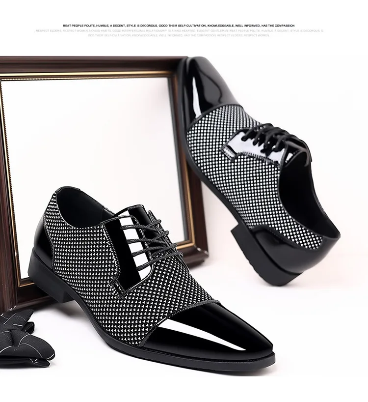 Leather Shoes For Men Business Attire Casual Breathable Black Height Increasing Pointed Lace Up British Fashion Mens Shoes