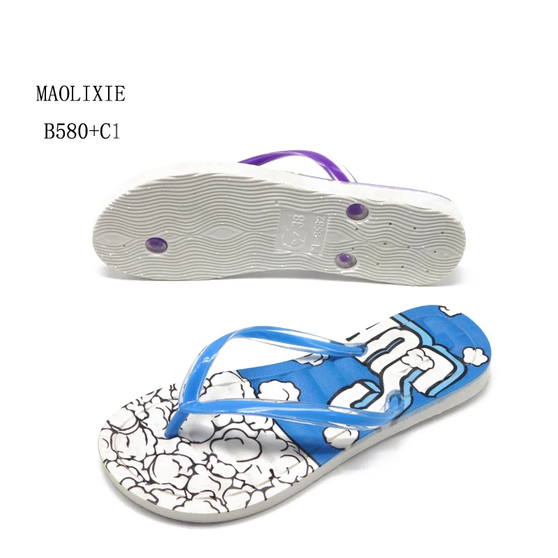 Summer ladies slippers girl home shoes plastic custom printed flip flops footwear ladies chappal wholesale