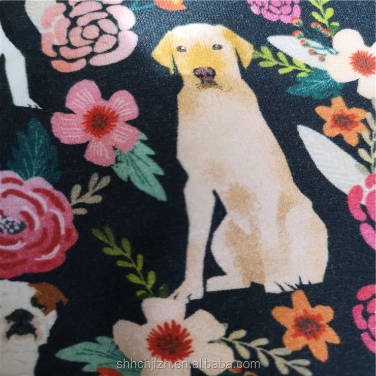 Custom Animal Print Organic Cotton Fabric For Baby Clothes Cute Cats Printed Cotton Fabric Dog Printed Fabric