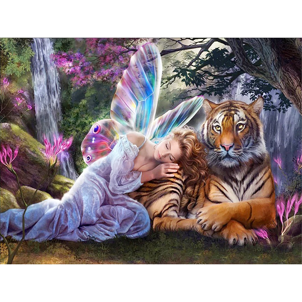 Алмазная живопись All net fever Dream Forest Elf and Tiger для спальни