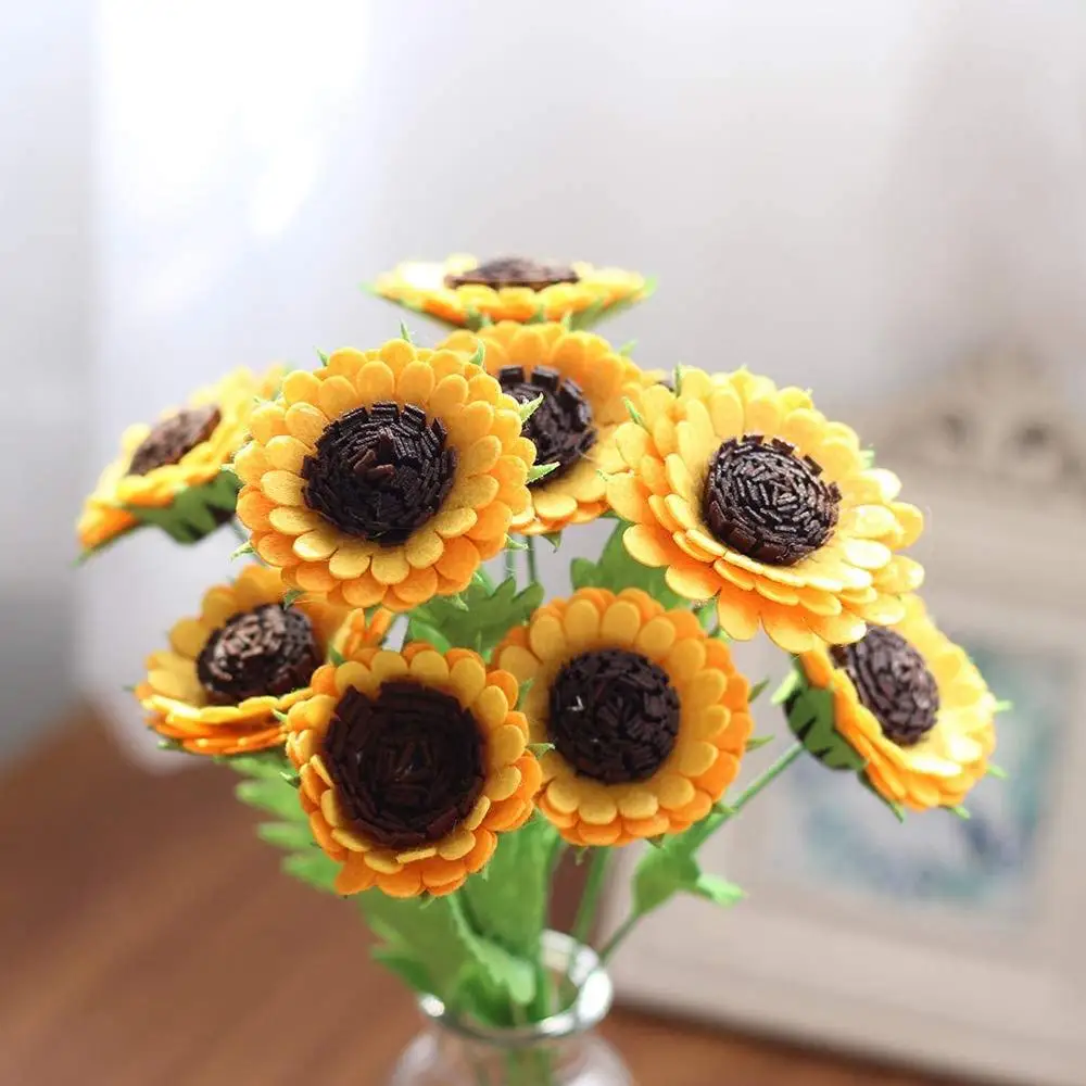 Felt sunflowers bouquets christmas supplies kids fabric flower embellishments diy craft kit for headband wreath