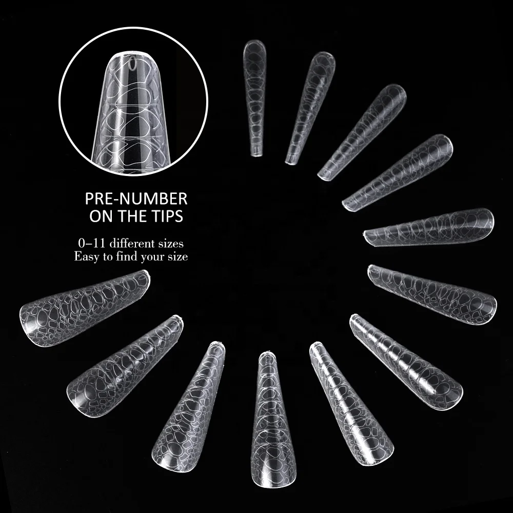 Gelsky 120 Pcs Coffin Dual Form Nail Extension Reusable Manicure Tools Nail Tips 3D Snake Effect Dual Form