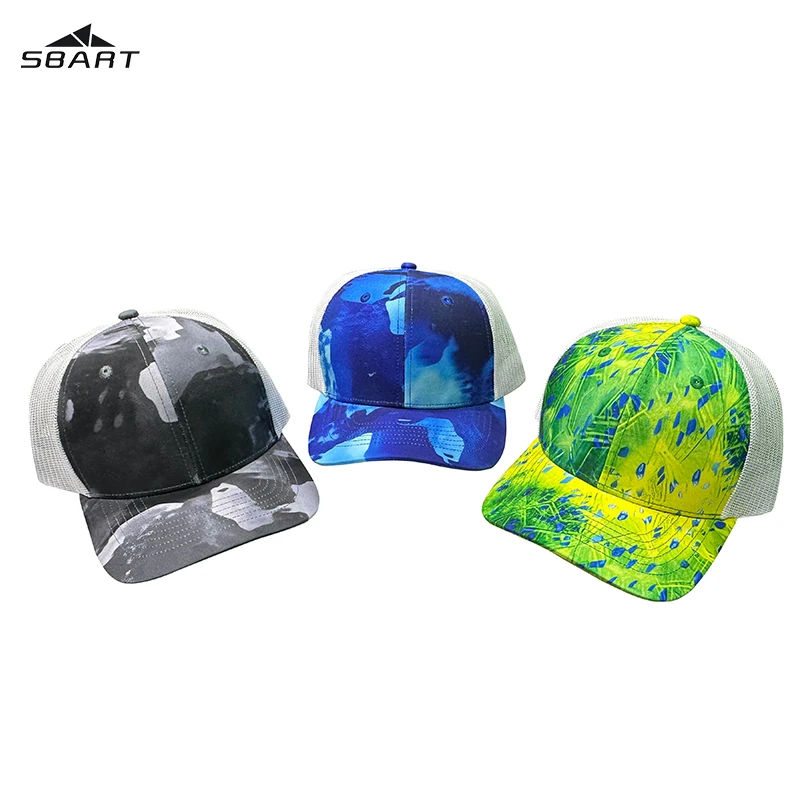 SBART Customized 100% Polyester Fitted 6 Panel Upf 50+ Fisherman Cap Sport Hats Snapback Baseball Cap