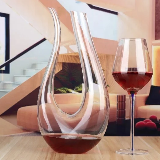 Wholesale U shape crystal clear glass wine decanter 30oz 50oz