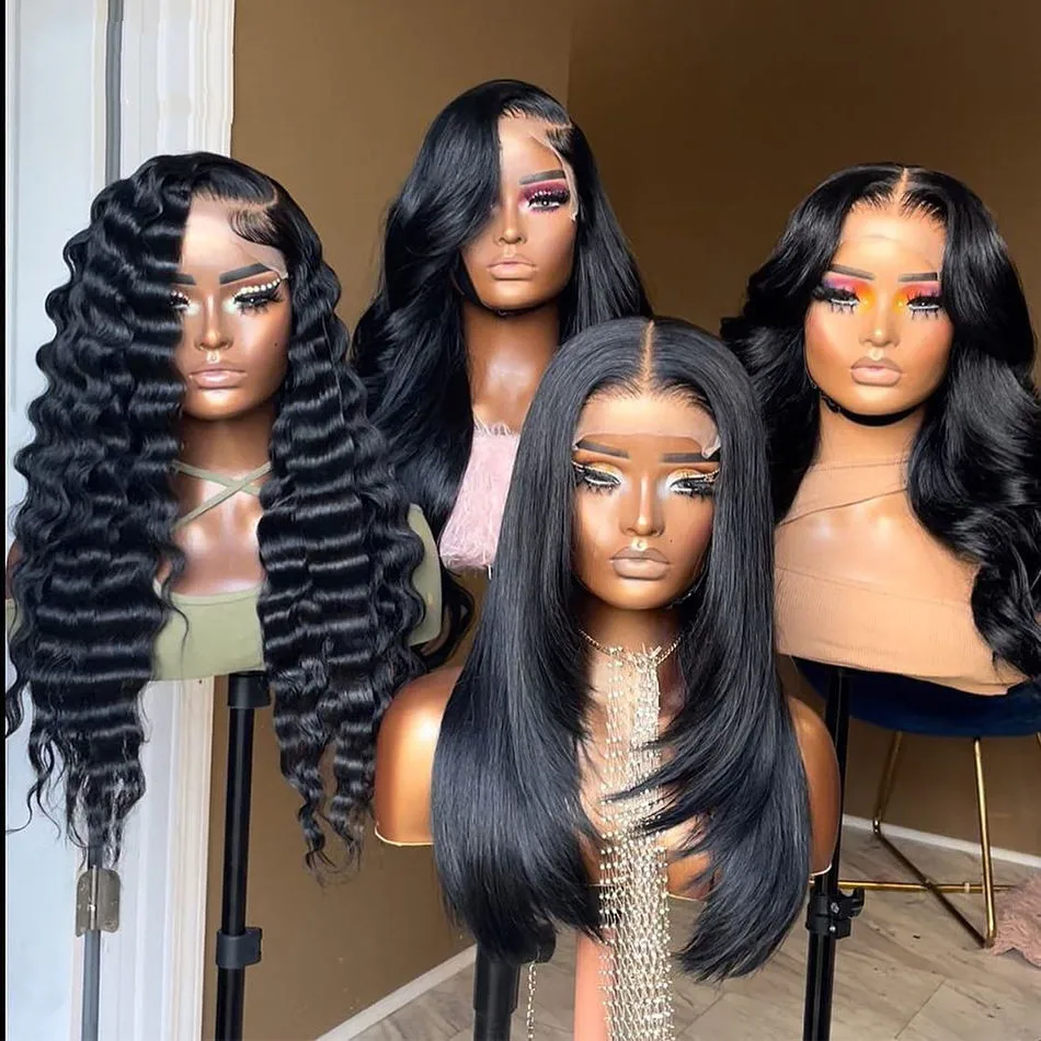 Pre Pluck Glueless Full Lace Front Wigs For Black Women, Raw Indian Hair HD Lace Wigs,Transparent Lace Frontal Human Hair Wigs