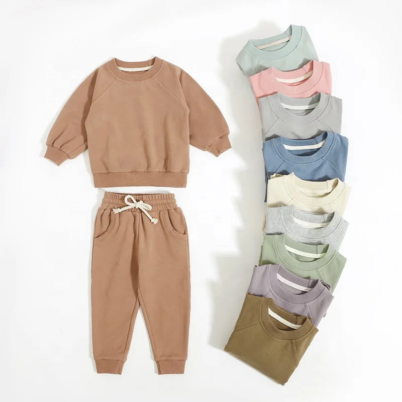 New arrivals casual baby tracksuit organic cotton newborn sweatsuit long sleeve baby set clothes
