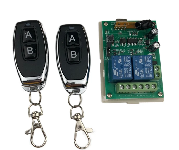 Universal Wireless Remote Control Switch DC 12V 2CH Relay Receiver Module RF Transmitter 433Mhz Smart Home Remote Controls