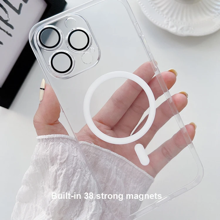 Beauty luxury pc crystal clear magnetic phone case for iPhone 14 13 12 pro max magsafe designer transparent cell cover wholesale