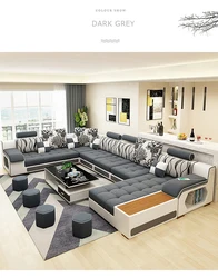 Factory Price U Shape Nordic Modern Contemporary Fabric Sofa Set Living Room Furniture for Home