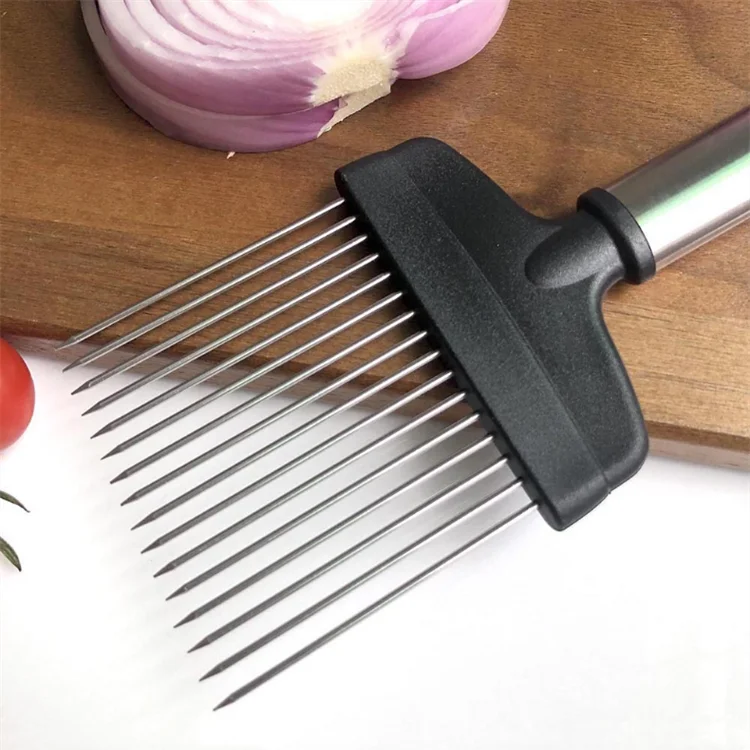 Wholesale 304  Stainless Steel Cutter Potato Onion Holder Meat Fork Needle Vegetable and fruit tools