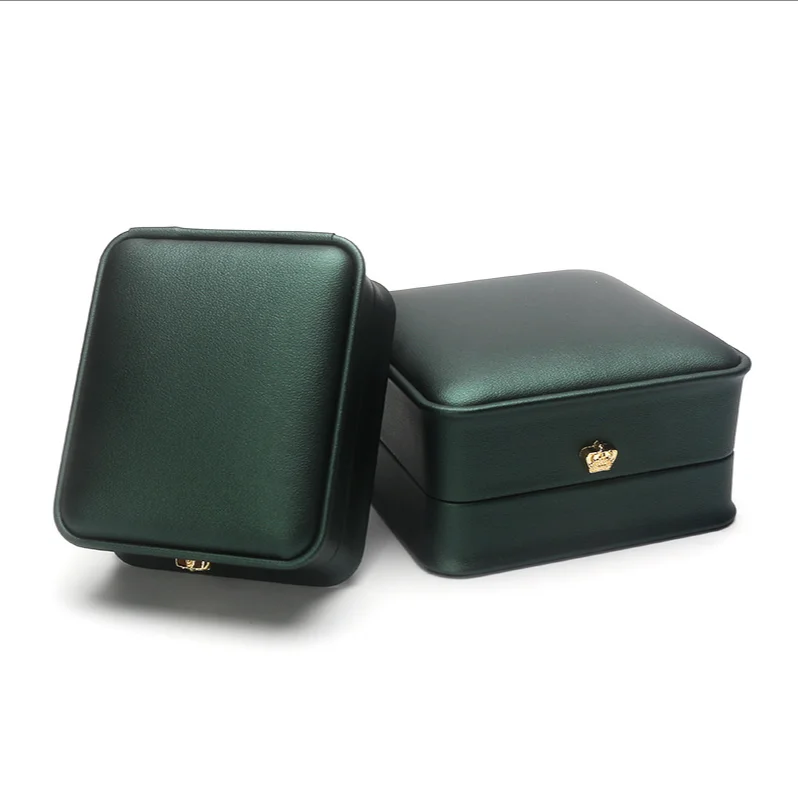 2022 FASHION dark green jewellery  box jewelry package can box PU Joyeria
