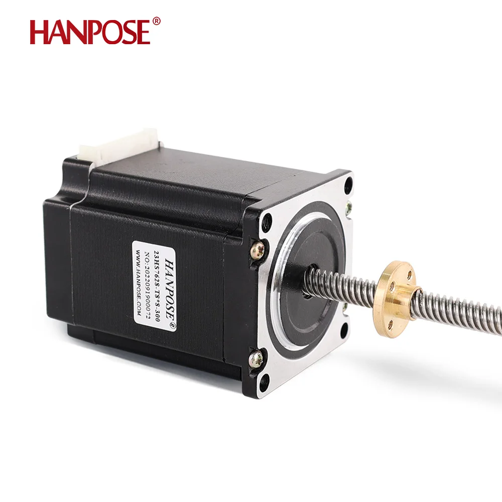 HANPSOE 57  screw stepper motor  2.8A 189N.CM 23HS7628-T8*8 200mm for automatic feeder 24v Linear screw stepper motor NEMA23