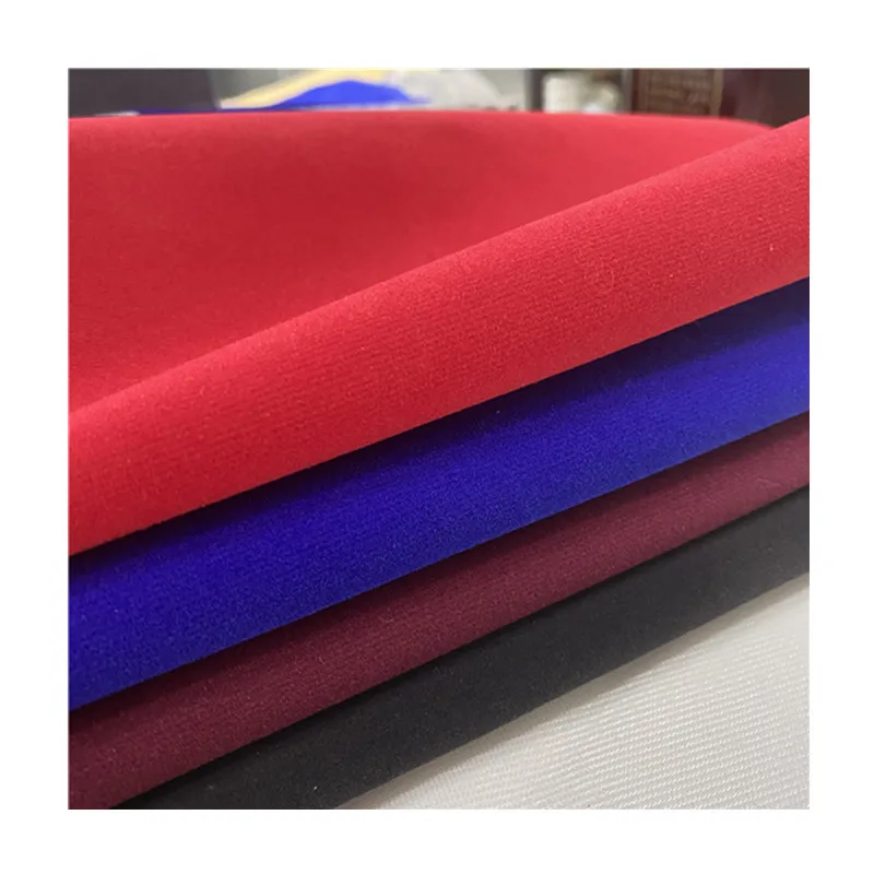 Flocked 110gms knitted velvet upholstery fabric for pouch
