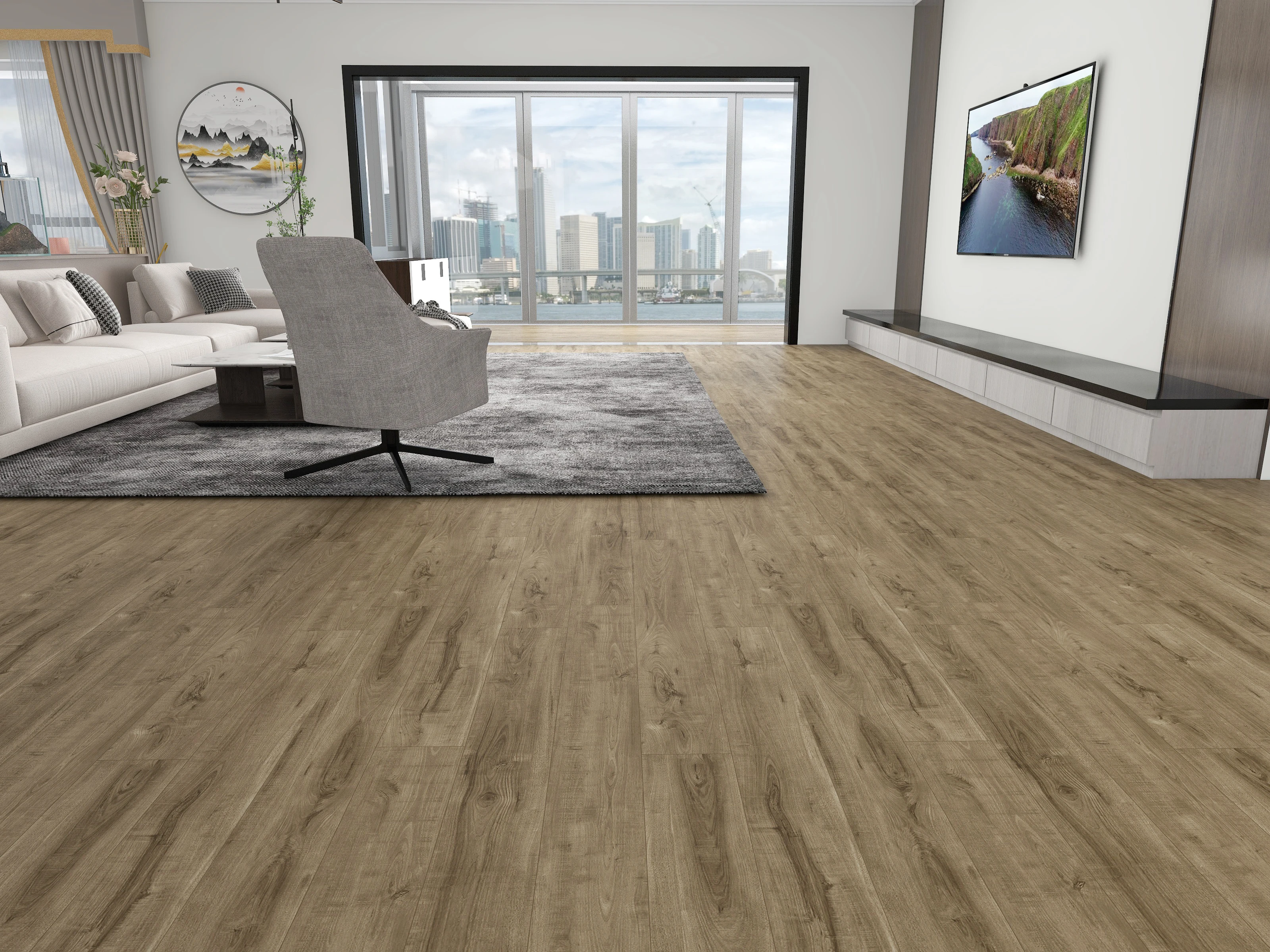 УФ-покрытие EIR с глубоким тиснением и жестким покрытием виниловая доска из ПВХ напольная плитка