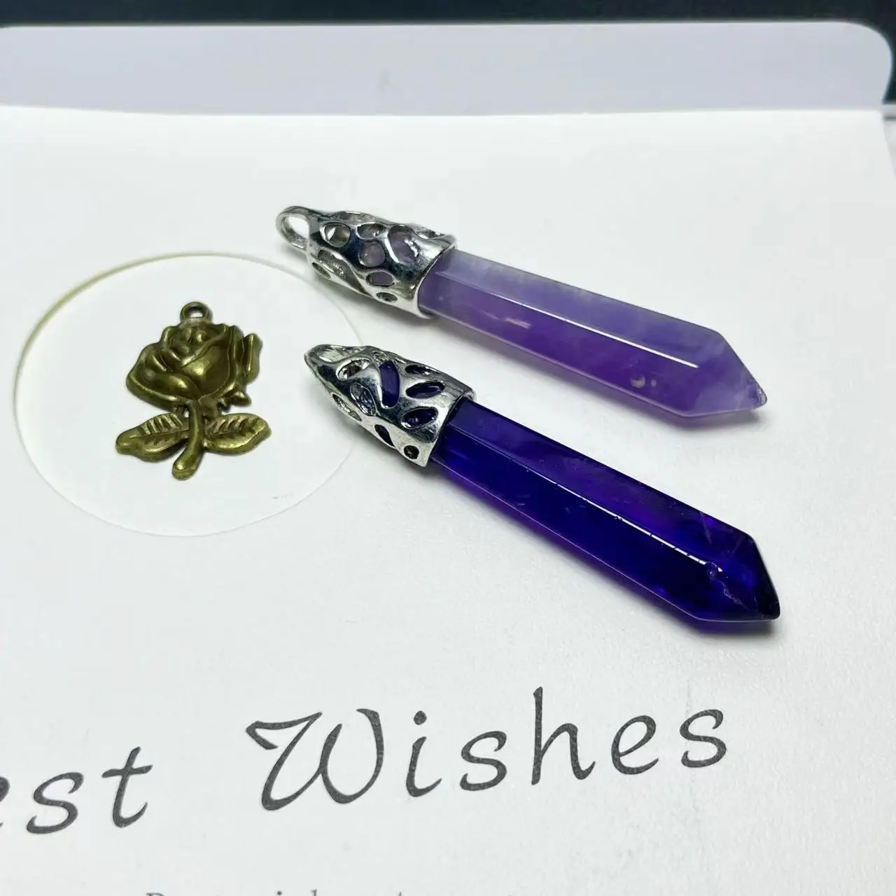 Wholesale Point Crystal Rose Quartz Pencil Gemstone Pendant Handmade Pendant Accessories For Gift
