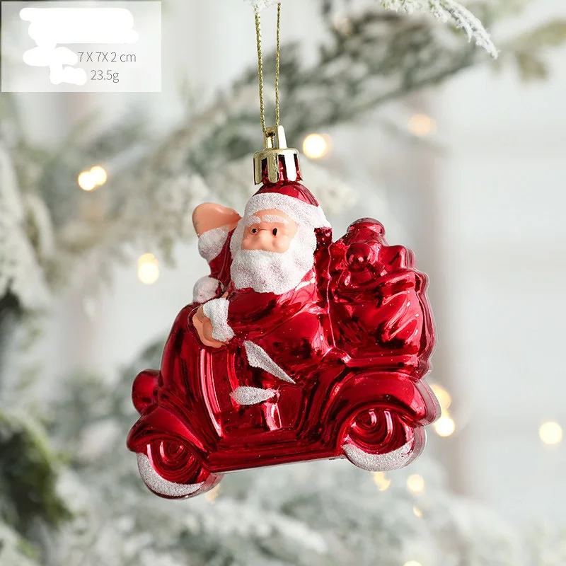 New Christmas decoration painted log cabin Christmas tree red and white ornaments car gift stick donut small pendant