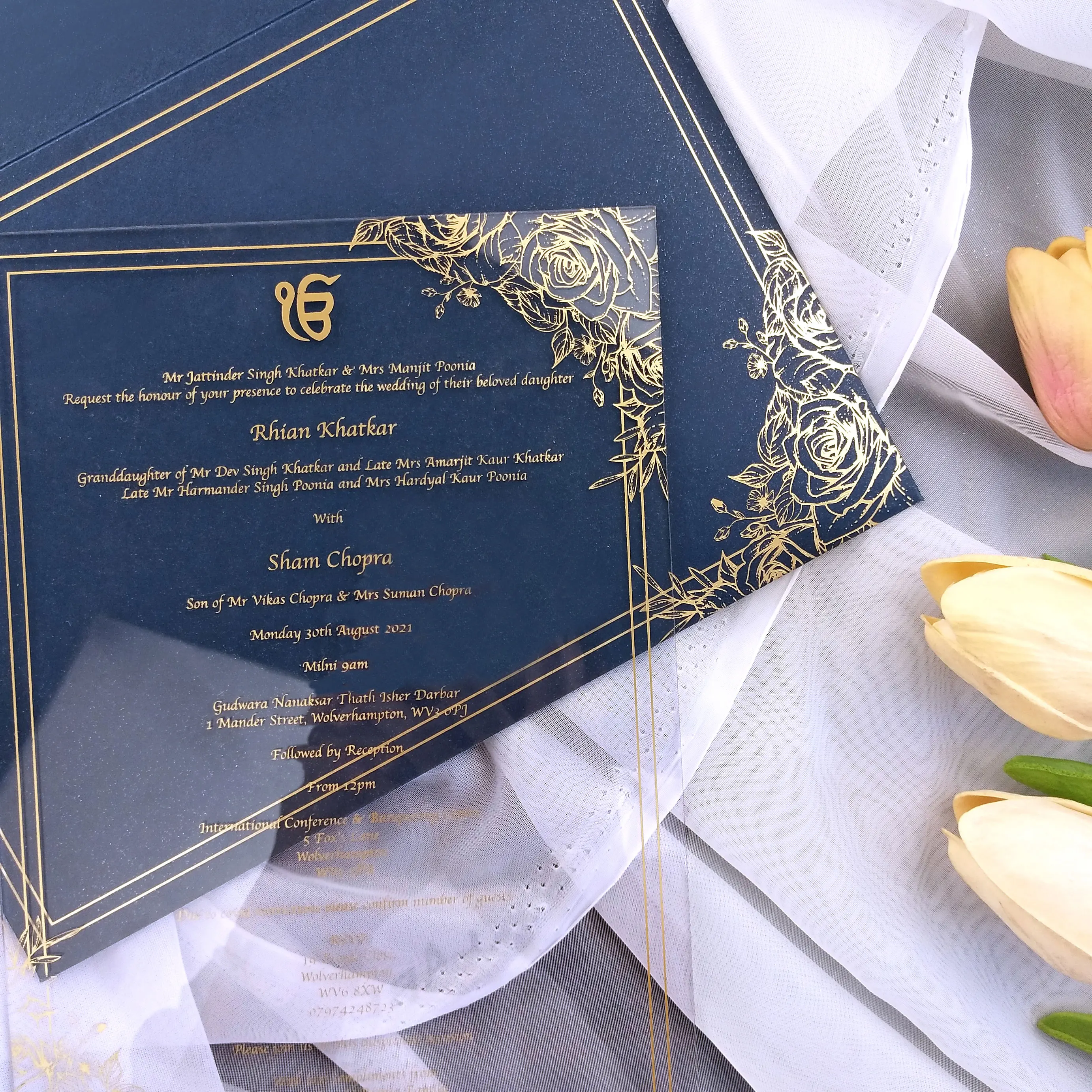 Luxury Acrylic Wedding Invitation Cards Custom Words UV Print Picture Pattern Birthday Party Invitation Postcard Blessing Card