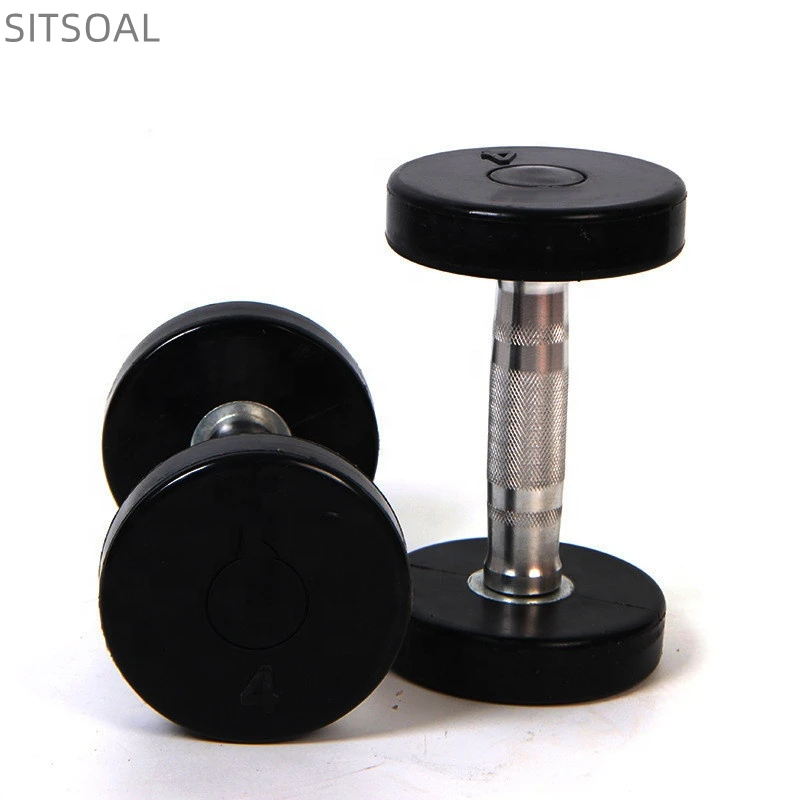 Wholesale Cast Iron Equipment Round Head Rubber Urethane Dumbbell Set
