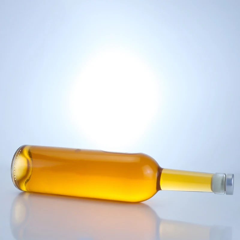 750ml long neck clear glass spirit bottle risen bottom cylinder glass vodka bottle with bar top
