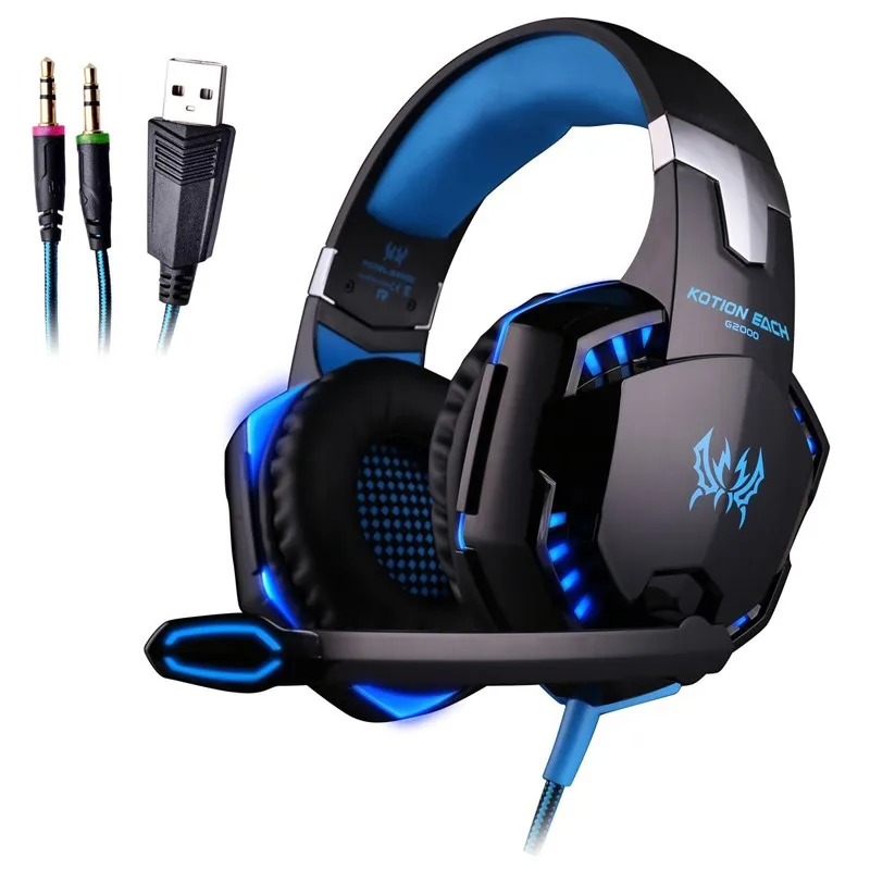 Factory Direct Hot Sale custom audifono VR PS4 Kotion each G2000 Gaming LED Headset Amazon Top Seller 2021 Game Earphone
