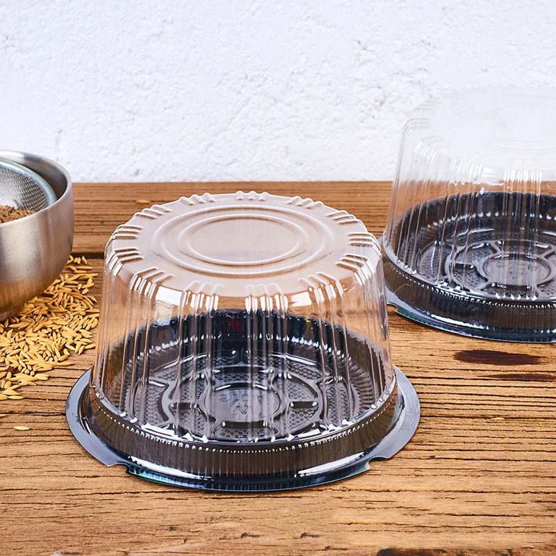 Cake Boxes Clear PET Food Containers Transparent Round Plastic Custom Takeaway Disposable 6 8 10 Inch Gift Packing CMYK Printing