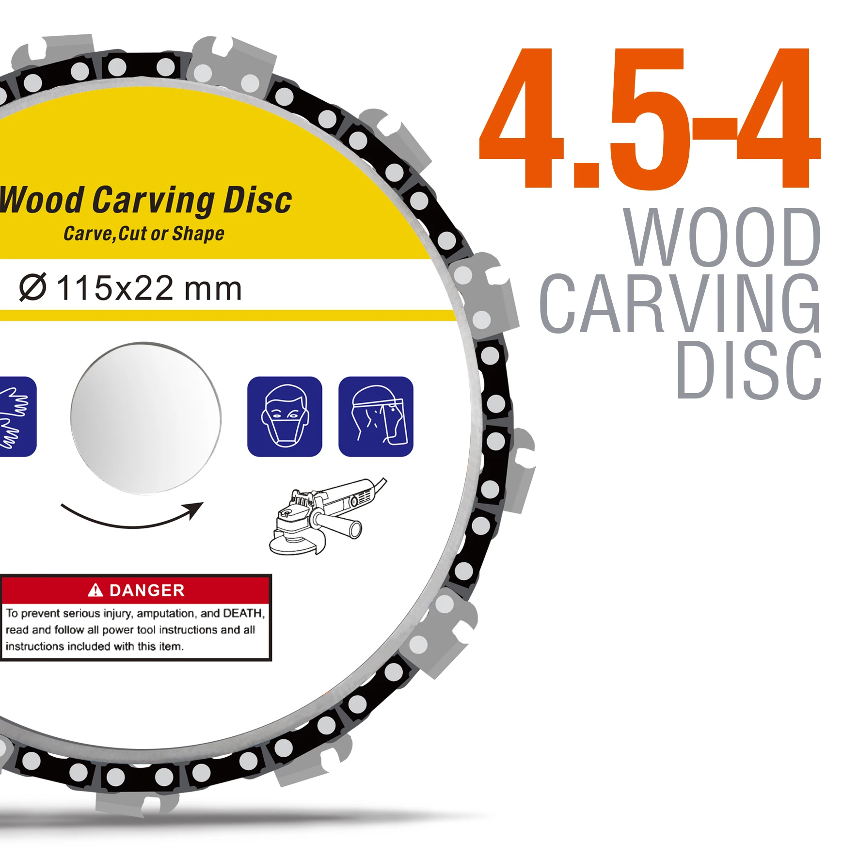 4.5in Grinder Chain Saw Disc Abrasive Sculpting Sharpening Tool Tree Cutter Saw Blade for Woodworking