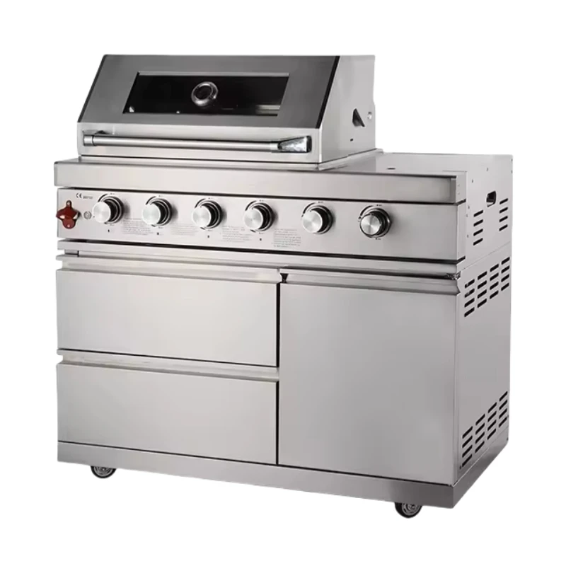 Professional 6 Burner Built In Gas Cooker With Oven And Grill For Restaurant Barbeque Outdoor Natural Gas Chicken Grills Machine