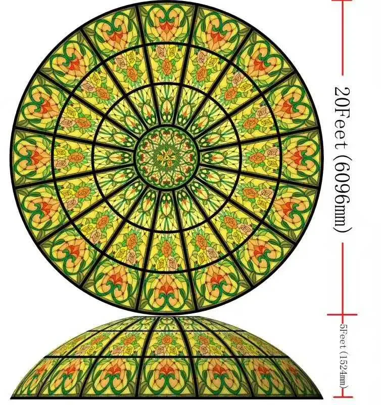 Cheap price decoration tempered stained glass ceiling dome for church glass